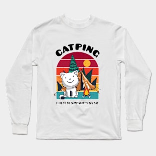 camping with cat Long Sleeve T-Shirt